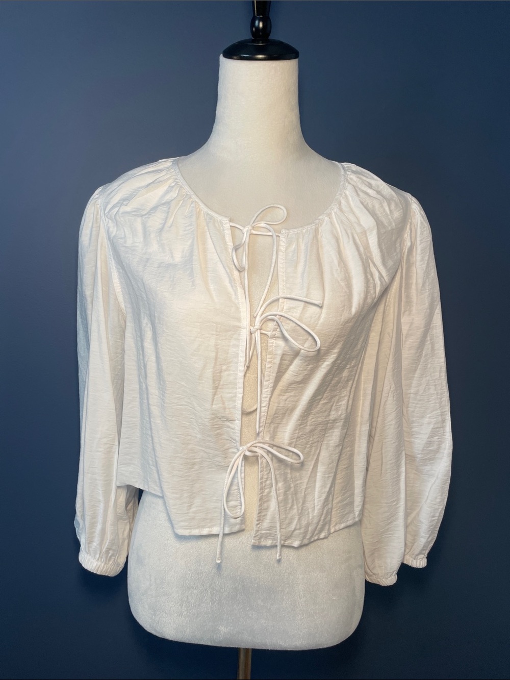 Banana Republic White Tie-Front Peasant Blouse